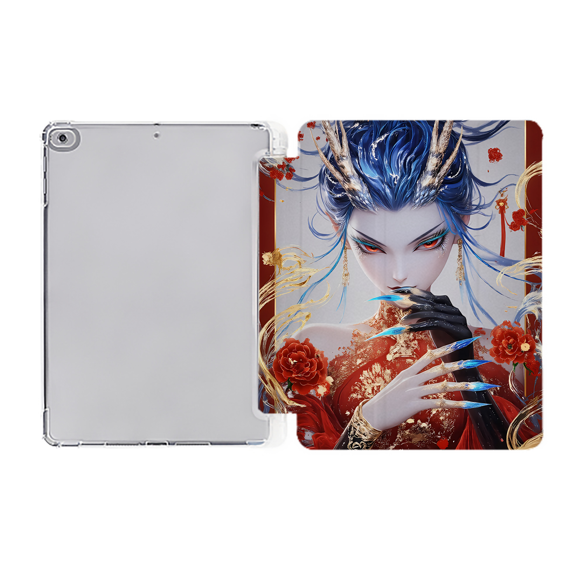 （画像用） Ne Zha 2 ナタ 魔童の大暴れ IPad ケース ペン収納付き 三つ折りスタンド PUレザー×シリコン 対応機種9.5/10.5/10.9インチ